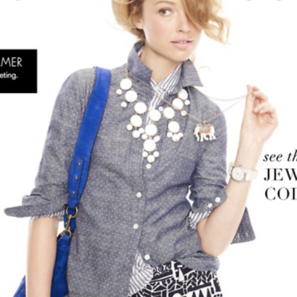 Jcrew perfect shirt polka dot chambray